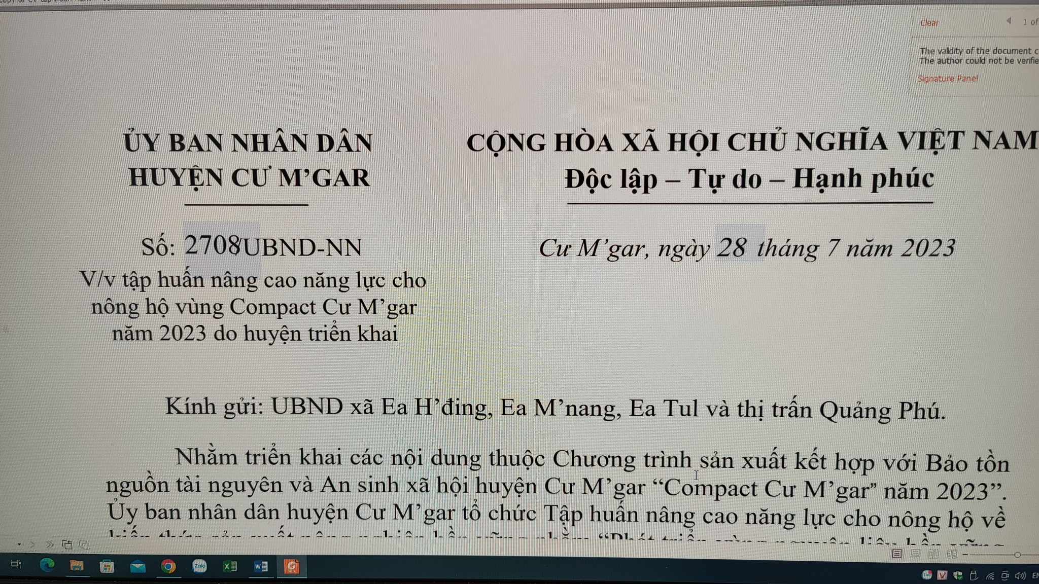 Kết quả thực hiện 06 tháng đầu năm 2023 Chương trình Sản xuất kết hợp với Bảo tồn nguồn tài nguyên và An sinh xã hội huyện Cư M’gar